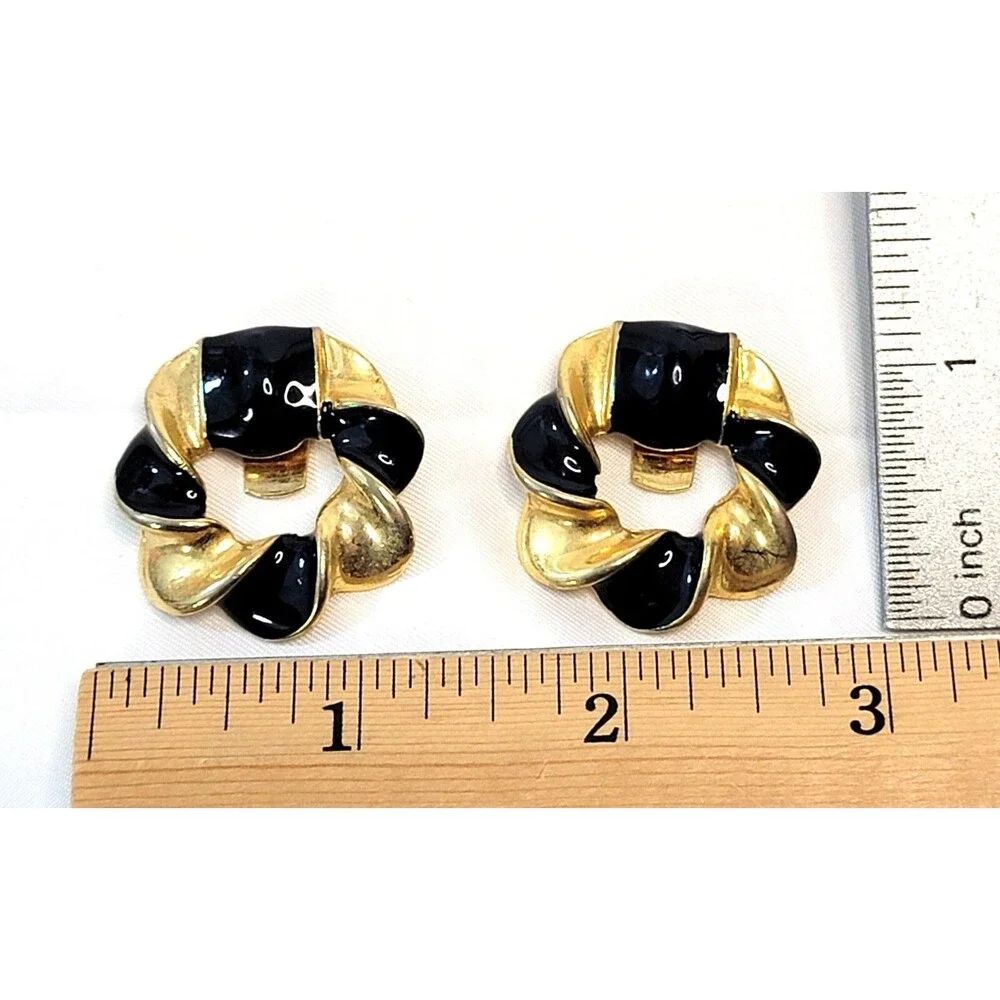 Vintage Bluette Shoe Clips Gold Tone Black Enamel Made In France - Picture 6 of 9